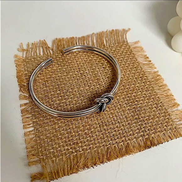 Sterling Silver Knot Bangle Cuff Bracelet Ring Matching Set - Picture 10 of 10